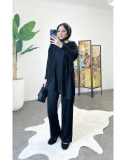 emilia çapraz triko takım siyah