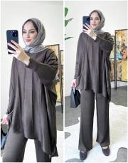 emilia çapraz triko takım kahve