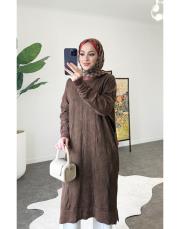 anna pamuk triko tunik kahve