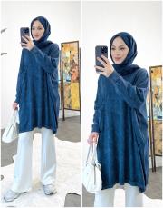 artem tek cepli oversize pamuk triko tunik lacivert