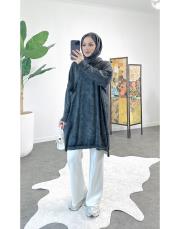 artem tek cepli oversize pamuk triko tunik siyah 2