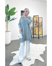 artem tek cepli oversize pamuk triko tunik gri 2