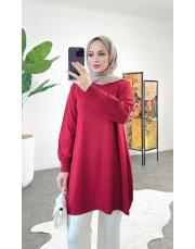 delina merserize triko tunik kırmızı
