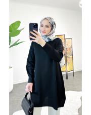 delina merserize triko tunik siyah