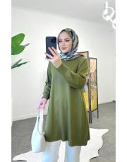 delina merserize triko tunik haki 2