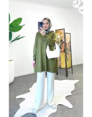 delina merserize triko tunik haki 3