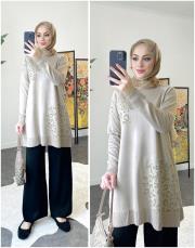 leopard merserize triko tunik taş