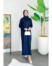 polina kol desenli merserize elbise lacivert