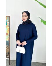 polina kol desenli merserize elbise lacivert 2