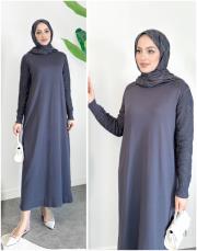 polina kol desenli merserize elbise antrasit