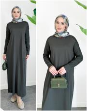 polina kol desenli merserize elbise haki