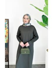 polina kol desenli merserize elbise haki 2