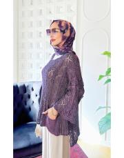 otantik file  pamuk triko tunik mor 2