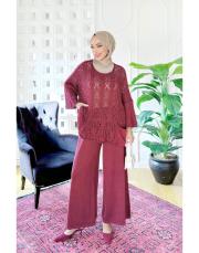 otantik file  pamuk triko tunik bordo