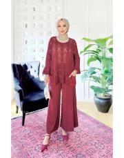 otantik file  pamuk triko tunik bordo 2