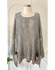 otantik file  pamuk triko tunik gri