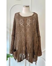 otantik file  pamuk triko tunik kahve