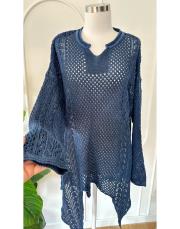 angela file örme pamuk triko tunik lacivert 2