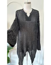 angela file örme pamuk triko tunik siyah