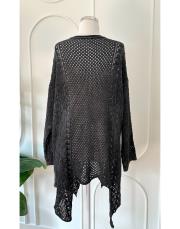 angela file örme pamuk triko tunik siyah 3