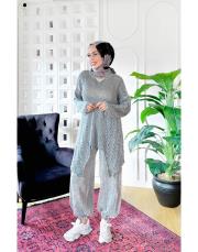 angela file örme pamuk triko tunik gri 3