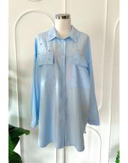 jose taşlı kırınkıl tencel gömlek mavi 2