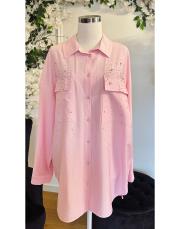 jose taşlı kırınkıl tencel gömlek pembe 2