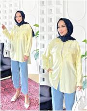 jose taşlı kırınkıl tencel gömlek sarı