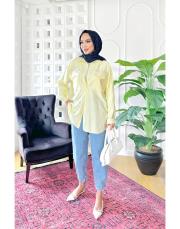 jose taşlı kırınkıl tencel gömlek sarı 2