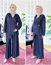 luis asimetrik tencel takım lacivert