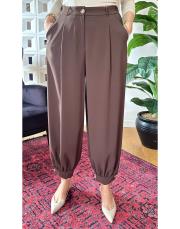 nisan pileli şalvar pantolon kahve 3
