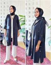 yanlar çıt çıt tencel kapşonlu kap lacivert