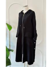 yanlar çıt çıt tencel kapşonlu kap siyah 2