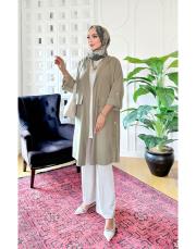 yanlar çıt çıt tencel kapşonlu kap haki