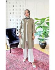 yanlar çıt çıt tencel kapşonlu kap haki 3