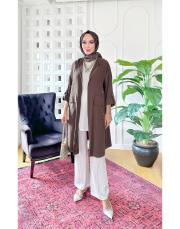 yanlar çıt çıt tencel kapşonlu kap kahve 2