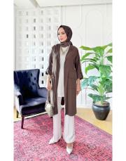 yanlar çıt çıt tencel kapşonlu kap kahve 3