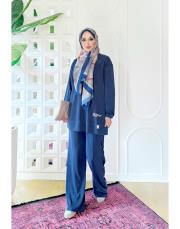 narya ince pike dokulu takım lacivert 2