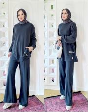 narya ince pike dokulu takım siyah