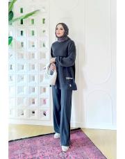 narya ince pike dokulu takım siyah 2