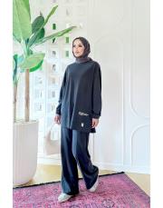 narya ince pike dokulu takım siyah 3