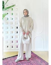 narya ince pike dokulu takım açık bej 2