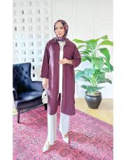 felix tencel dik yaka kap mürdüm