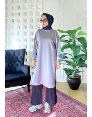 glow up uzun iki ip tunik gri 2