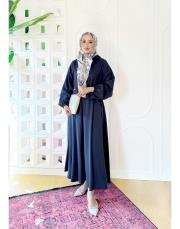 lavi etekli tencel takım lacivert