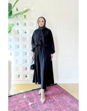 lavi etekli tencel takım siyah