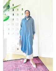 velora tencel gömlek elbise açık mavi