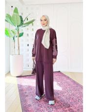 bukle kol kupra  düğmeli takım bordo 3