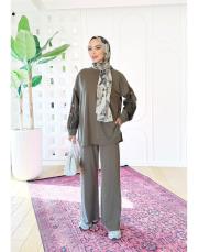 bukle kol kupra  düğmeli takım haki 2