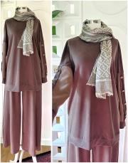 bukle kol kupra  düğmeli takım kahve